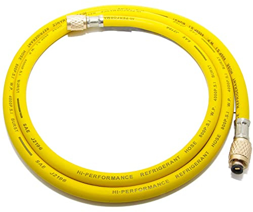 Füllschlauch für R407c / R134a / TR422ABCD (R22) Kältemittel, gelb, 1,5m, 1/4 SAE W - 1/4 SAE W
