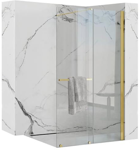 Rea CORTIS GOLD 120 Duschwand - WALK IN Gehärtetes transparentes Sicherheitsglas 6 mm (Gold)