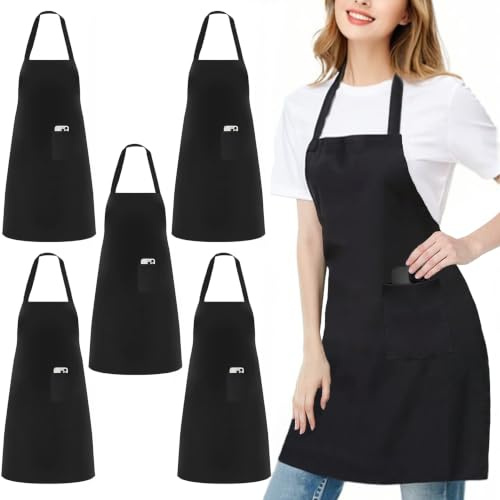 Zvzvrog Küchenschürze mit Taschen für Koch Kellner Gastro Arbeit, 5 Stück