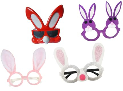 SKISUNO 4 Stück Hasenbrille kinder ferngläser kinderferngläser Holzformen zum Basteln Ostern Geschenke für kleine Geschenke Sonnenbrille Festival-Brillen-Dekor Kaninchen-Partybrille Tier