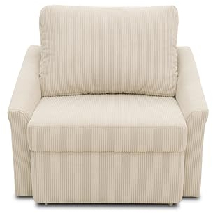 DOMO. collection Sessel Relax, Dauerschläfer, Boxspring Sofa mit Schlaffunktion, Schlafsessel Gästebett Schlafsofa, 108 x 96 x 86 cm, Cord in beige