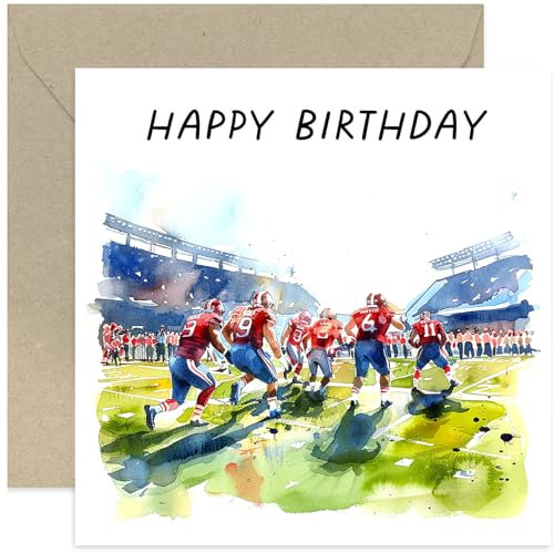 American Football Geburtstagskarte für Ihn – NFL American Football Geburtstagskarte für Männer Frauen – Sport-Grußkarte für Jungen Geburtstag – Neffe, Sohn, Onkel, Vater, Ehemann