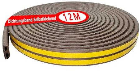 Burletes Para Ventanas, 12M Juntas de Goma Para Ventanas, Aislante Burlete, Tipos de BurletesPara Insonorización, Antipolvo, Protección Contra Impactos, Estanqueidad, (Marrón), Cinta