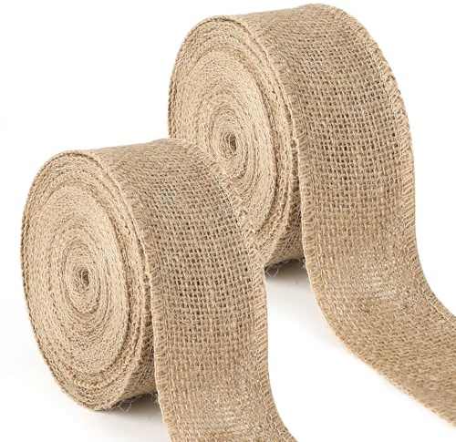 GXFCING Juteband 5cm Breit, 20 Meters Burlap Geschenkband, Vintage Dekoband Jute Band für Geschenkverpackung, DIY Handwerk, Hochzeitdeko, Weihnachten Deko, Blumenstrauß Deko