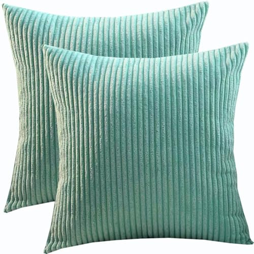 Groß Kissenbezug 80x80,2er Set Kopfkissenbezug 65x65,Kissenbezüge 60X60,Kord Zierkissenbezug Dekokissen Sofakissen Bezug Kissenhülle Dekorative Weiche Zierkissenbezüge(Light Lake Blue,80x80 cm set of