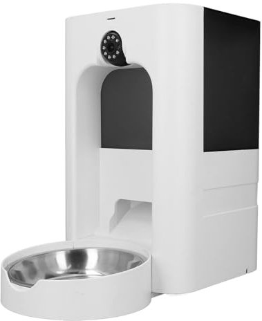 Mangeoire Automatique pour Chat avec Caméra, Vidéo HD 1080P, Mangeoire Automatique pour Chien 2,4 G et 5 G, Distributeur de Nourriture pour Chat télécommandé avec Application (EU)
