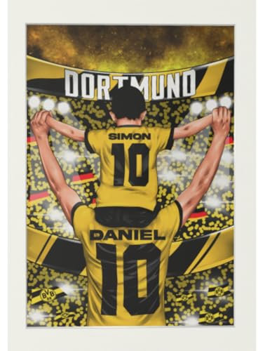 Deko Geschenk Lampe passend für Borussia Dortmund Fans - Personalisierte Lampe mit Name und Trikotnummer für Vater und Kind - perfekte Fußballlampe für emotionale Geschenke - Dortmund