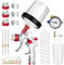 HVLP-Spritzpistole, HVLP Lackierpistole Spritzpistole 3 Düsen 1,4mm 1,7mm 2,0mm, Profi Farbsprühsystem Spraypistole mit 600ml Plastikbecher Einwegbechern Spritzpistole Cups und Druckmesser