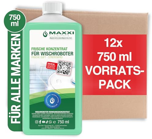 Maxxi Clean | 12 x 750 ml detergente per pavimenti con profumo fresco | adatto per tutti i robot | detergente universale concentrato | liquido detergente per pavimenti in parquet, piastrelle,