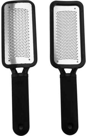 WOONEKY Ergonomischer Fußfeilenentferner 4-teilig Edelstahl-peeling-werkzeug Schaber Für Abgestorbene Haut Bequemer Griff Tragbare Fußpflege
