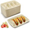 Roucerlin Disposable Taco Holder, Paper Taco Plates with 3 Dividers, Fiesta Tray Stand, Compartment Bar Serving Set for Tuesday Lazy Susan Supplies (Pulp Fiber, Beige) (50 Pieces)