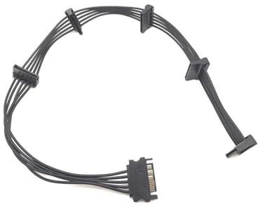 Telidif 15 Pin SATA Power Splitter Cable, 1 to 5 SATA Cable Adapter, Hard Drive Power Supply Extension Cord for SSD HDD Optical Drives, Black