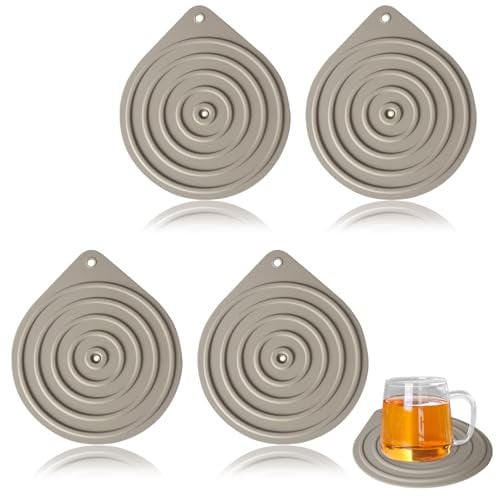 4 PCS Plate Warmer, Microwave Non-Slip Silicone Mats Multi-Purpose Heat Resistant Mat for Keeping Food Warm Oven Hot Pan Dinner Party Cooking