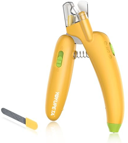 YOYUPETA Dog Nail Clippers with LED Light & Nail File – Professional At-Home Pet Grooming Kit, Razor-Sharp Claw Trimmer & Built-in File for Safe, Stress-Free Trimming on Dogs Cats. Yellow