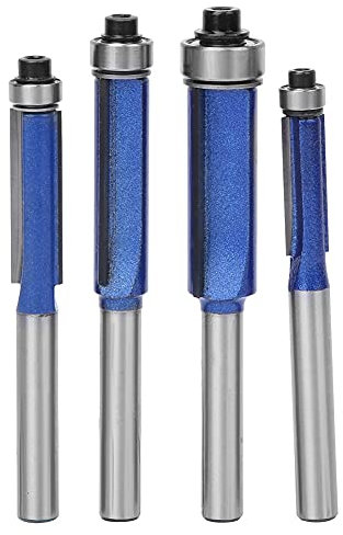 4pcs gambo da 1/4 pollici di rivestimento a filo dritta bit bloccante per fresatura per la lavorazione del laboratorio di carpenteria