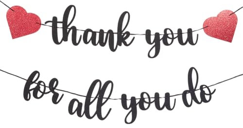 CREATCABIN Banner Aufschrift Danke Für Alles was Sie Tun Thanksgiving Banner Schwarzes Papier Wertschätzungsdekoration Für Mitarbeiter Mitarbeiter Kollegen Hängende Girlande Schild Für Lehrer