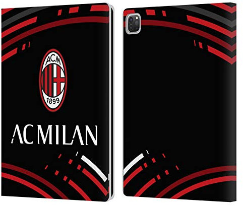 Head Case Designs Licenza Ufficiale AC Milan Curvato Modelli Cresta Custodia Portafoglio in Pelle Compatibile con Apple iPad PRO 12.9 2020/2021/2022