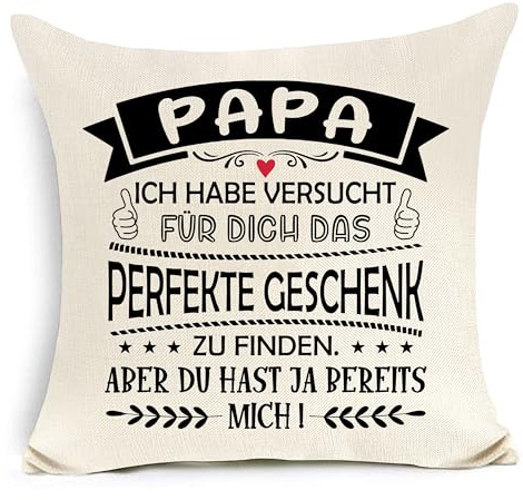 Awyuan Vatertagsgeschenk Kissenbezug für Papa von Tochter Sohn | Inspirierende textdekoration, Standardgröße 45 x 45 cm, Warmherziges emotionales geschenk, Schlichter minimalistischer look