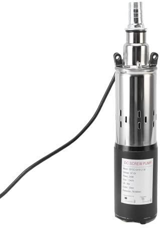 Fockety 12V Deep Well Submersible Pump, 1.2m³/h 30m Lift Deep Well Pump with 23ft Power Cord & NPT 3/4in 1in Output, Stainless Steel Water Pumps for Industrial, Irrigation & Home Use