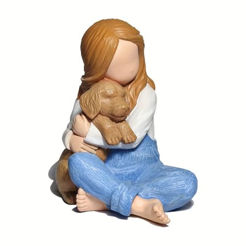 Fuhjythy Love My Dog Figurines Statues, Dog Angel Friendship Remembrance Gifts,Sculpted Hand-Painted Figures for Dog Lovers