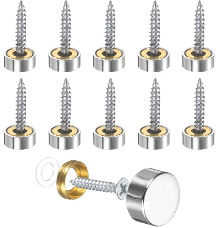 PATIKIL 10pz Tappi Viti Decorativi 12mm In Acciaio Inox 304 Argento | Viti Specchio, Elementi di Fissaggio Tappi Decorativi, per Insegne Pubblicitarie Ferramenta Costruzione