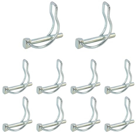 10 Stück 6x45 mm Sicherheitsbolzen, D-Form Sicherungsstift, Stift Rohrklappsplinte, Klappsplinte, Schnellentriegelungsstifte für Anhänger, Rasenmäher, Traktoren und leichte LKW