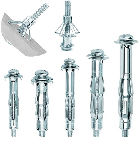 30 tacos de pared hueca, tornillos de fijación surtidos de alto rendimiento para placas de yeso, yeso y tacos de pared hueca para paredes de yeso, ladrillo, madera, puertas, metal fino, hormigón