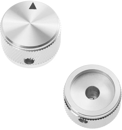 Ciieeo Aluminium Drehknopf Lautstärkeregler Gitarrenknopf Ersatzteil für E gitarre Bass Verstärker 25x15,5x6mm Silber mit Rändelung