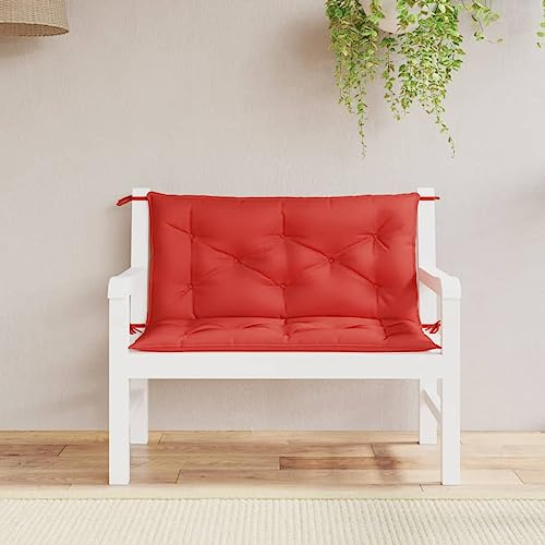mtlskopl Gartenbankauflagen 2tlg Rot 100x50x7 cm Oxford Sitzkissen Set mit Rückenkissen wasserabweisend 4 Bindeschnüre modernes Design für Balkon Terrasse Esszimmerbank