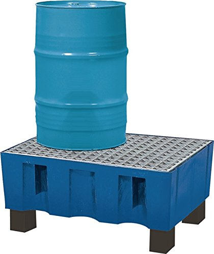 Auffangwanne aus Polyethylen, mit Sockelfüáen, mit verzinktem Gitterrost, Auffangvolumen 60 l, BxTxH