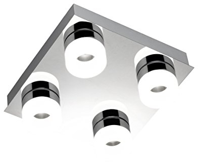 WOFI Deckenleuchte Spa-Line, 4-flammig Serie Luce Farbe 4 x LED / 3, 6 W, 26 x 9 x 26 cm, 3000 k, 30, Chrome