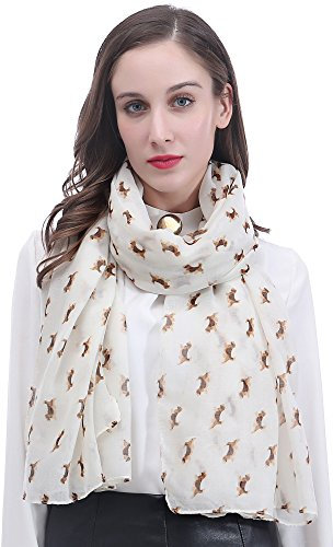 Lina & Lily Damen Schal Tuch mit Beagle Hundemotiv (Beige)