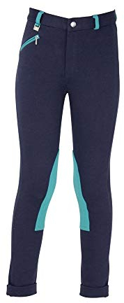 HyPERFORMANCE Kinder Reithose Belton (Bund 71 cm) (Marineblau/Petrol)