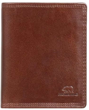 BROWN BEAR Geldbörse Leder Braun RFID-Schutz mit Münzfach - Business Portemonnaie Echtleder für Damen & Herren - Geldbeutel Hochformat für 11 Karten - BB 8005 DLF TBR