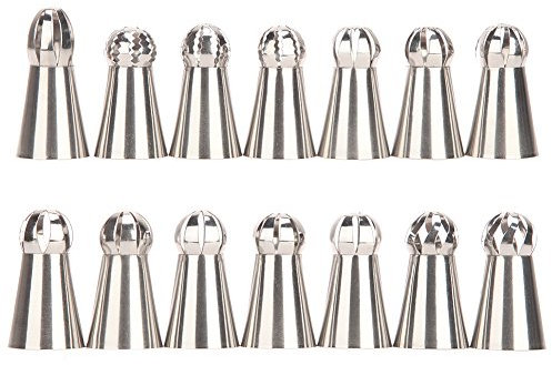 Korlin Russian Ball Piping Nozzles - Professional Sphere Tips for Cake Decorating (Set of 14)