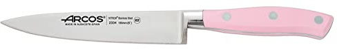 Arcos Serie Riviera Rose, Cuchillo Cocinero, Hoja de Acero Inoxidable Forjado Nitrum 150 mm, Mango de Polioximetileno, POM Color Rosa