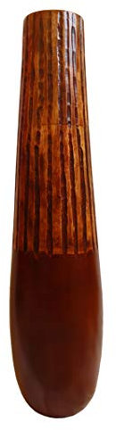 Blumenvase Holzvase Bodenvase Tischvase Dekovase für Dekoration mehrere Größe & Muster aus Mangoholz (Rot 51, 15 x 15 x 51 cm)