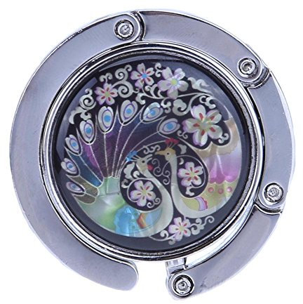 Appendi Borsa da Tavolo Pieghevole Portatile Motivo a Pavone Gancio Porta Borsa da Tavolo