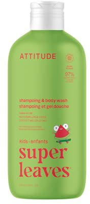 ATTITUDE Shampooing et Gel Douche Enfant, certifié EWG, nettoyant cheveux et corps, testé dermatologiquement, produits véganes, Pastèque & Coco, 473 mL