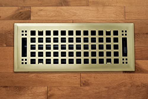 4 x 10 Steel Artisan Vent Cover - Brushed Brass (Overall: 5.25 x 11.5)