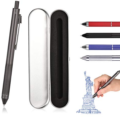 Penna a sfera multifunzione 4 in 1 ricaricabile e retrattile + matita meccanica da 0.7 mm, con inchiostro nero/rosso/blu codice colore