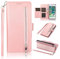 EYZUTAK Wallet Case for iPhone 8 Plus iPhone 7 Plus, 5 Card Slots Magnetic Closure Zipper Pocket Handbag PU Leather Flip Case with Wrist Strap TPU Kickstand Cover for iPhone 8 Plus 7 Plus - Rose Gold
