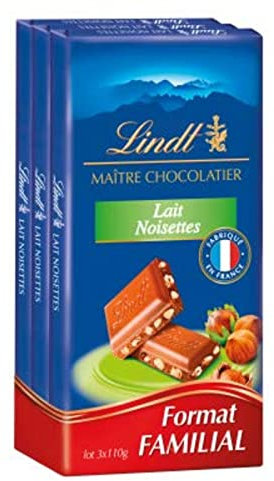 Lindt Chocolat lait noisettes - Les 3 tablettes de 110g