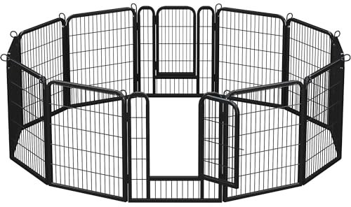 Yaheetech Parc pour Chien 12 Panneaux Cage pour Chiens Enclos Chien Chiot Lapin Rongeur en métal 80 cm de Hauteur