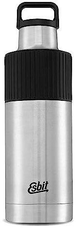 Esbit Isolierflasche Sculptor - Edelstahl Trinkflasche 1000 ml mit Manschette - für warme und kalte Getränke