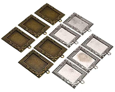 Case Cover 10er-Pack Antike Bilderrahmen hängend Dekorative Mini Gemälde-Rahmen-Anhänger Bronze Metall Rahmen für Wohnzimmer, Schlafzimmer, Bücherregal, Schreibtisch & mehr