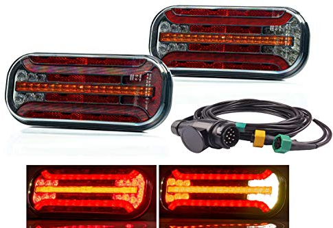 Fristom LED Rückleuchten 12V / 24V dynamische Blinker, 5 m Kabelsatz mit 13 pol. Stecker