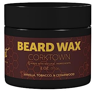 Detroit Grooming Co. Strong Hold Beard Wax - All-Natural Styling Putty with Sweet Almond & Sunflower Oil - Maximum Control for Shaping & Taming - Corktown, 2oz
