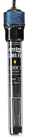 Amtra Klima Evo 50- Riscaldatore automatico per acquari fino a 50 litri, regolabile da 18 a 34 gradi, provetta in quarzo infrangibile, con ventose, potenza 50W