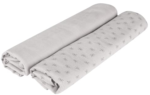 roba organic 2er Set Puck- und Stilltuch 'Lil Planet' silbergrau, Bio-Baumwolle, GOTS, 120x120cm